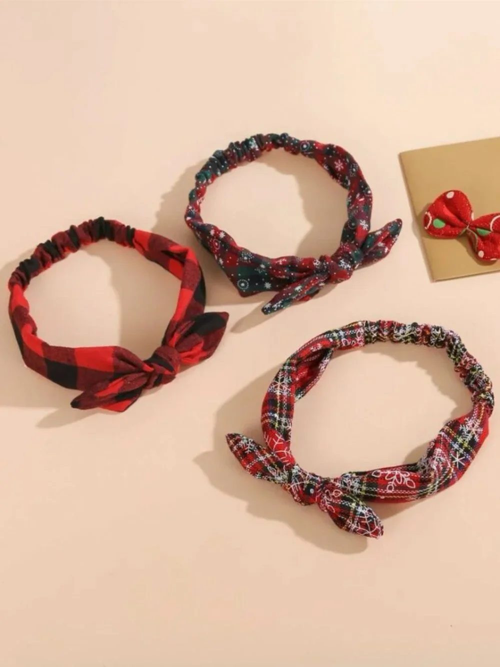 3pcs Girls Christmas Plaid Headbands
